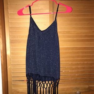 Navy buckle metallic tank